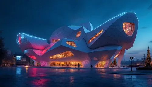 futuroscope,philharmonie,futuristic art museum,morphosis,elbphilharmonie,opera house,dongdaemun,baku,futuristic architecture,bjarke,walt disney concert hall,soumaya museum,calatrava,ordos,lair,mvrdv,kulturhuset,ekaterinburg,concert hall,night view of red rose,Photography,General,Realistic