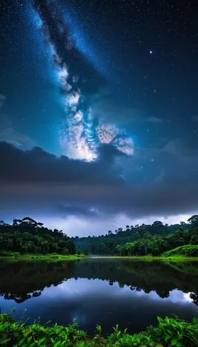 As the monsoon clouds part in Coorg, a breathtaking vista unfolds above you. Millions of stars illuminate the inky black canvas of the night sky, their reflection shimmering on the surface of a nearby