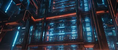 supercomputer,supercomputers,mainframes,data center,levator,hvdc,elevators,datacenter,imprisoning,neutrino,modules,conduits,cyberia,labyrinthian,electric tower,mainframe,petabytes,the server room,matrix,elevator,Conceptual Art,Daily,Daily 03