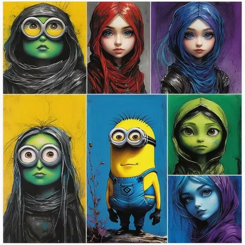 minions,epinions,minion,killjoys,colorists,personajes,Illustration,Paper based,Paper Based 05