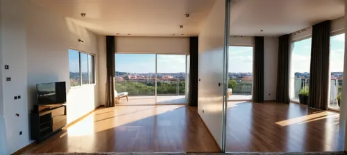 penthouse apartment,modern room,sliding door,room divider,sky apartment,window film,daylighting,glass wall,homes for sale in hoboken nj,home interior,hallway space,structural glass,hardwood floors,interior modern design,loft,bonus room,modern decor,contemporary decor,great room,hoboken condos for sale