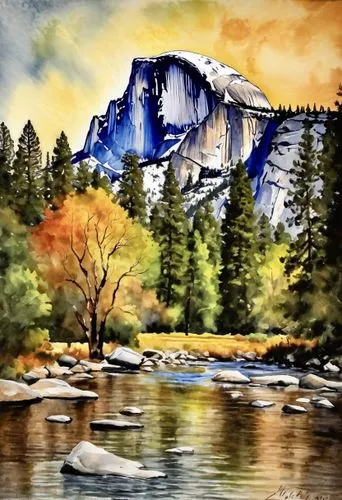 watercolor background,watercolor,yosemite,watercolor painting,water color,watercolor pine tree,fall landscape,watercolorist,yosemite park,tuolumne,autumn mountains,mountain scene,painting technique,half dome,el capitan,bridalveil,watercolourist,watercolor sketch,watercolor tree,autumn landscape