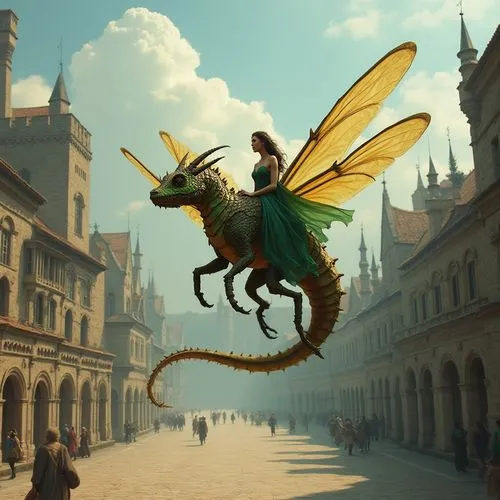 fantasy picture,flying insect,praeger,wormleighton,butterflyer,elves flight