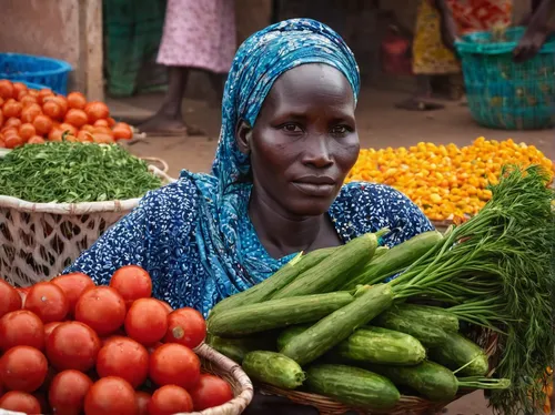 Woman selling vegetables in the market - Banjul, Gambia,vegetable market,market vegetables,market fresh vegetables,anmatjere women,the market,senegal,greengrocer,people of uganda,vendor,market stall,m