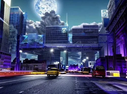 cybercity,cybertown,cyberscene,cartoon video game background,superhighways,cybertron