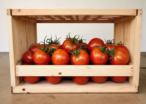 Describe the feeling of apprehension when opening a tomato crate.,tomato crate,crate of vegetables,vegetable crate,roma tomatoes,tomatos,vine tomatoes,tomatoes,grape tomatoes,roma tomato,small tomatoe