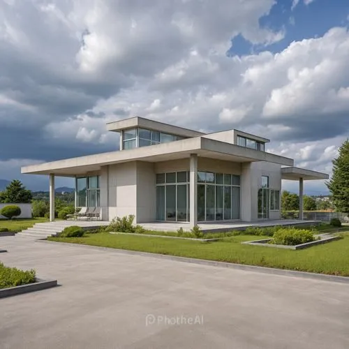 a house with a grass and trees around it,modern house,luxury home,hovnanian,modern architecture,tugendhat,luxury property,Photography,General,Realistic