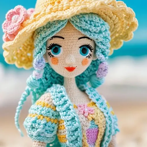 womans seaside hat,handmade doll,crochet pattern,cloth doll,the beach pearl,fashion doll,female doll,sewing pattern girls,fashion dolls,seaside daisy,beach background,vintage doll,worry doll,artist doll,dollhouse accessory,painter doll,doll paola reina,crochet,summer hat,doll figure,Conceptual Art,Fantasy,Fantasy 02