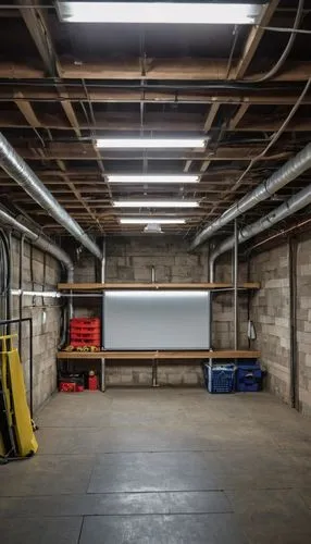 gymnastics room,garage door opener,garage,loading dock,basement,garage door,commercial hvac,recreation room,dugout,the boiler room,game room,bus garage,underground garage,conference room,warehouse,theater stage,vaulted cellar,underground car park,prefabricated buildings,the server room,Photography,General,Realistic