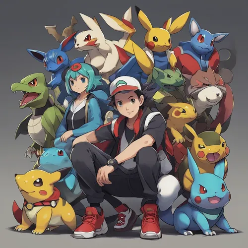 pokemon,trainers,pokémon,starters,generations,group photo,pokemon go,would a background,trainer,pokeball,family portrait,game illustration,charizard,brock coupe,pixaba,pokemongo,bulbasaur,edit icon,trainer with dolphin,squad,Illustration,Realistic Fantasy,Realistic Fantasy 07