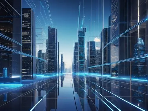 Uber system design architecture, futuristic cityscape, skyscraper, modern building, sleek glass and steel structure, complex network of wires and circuits, servers and data centers, cloud computing, a