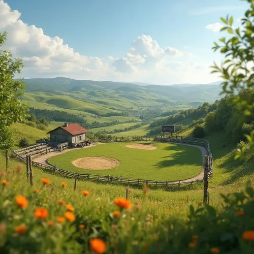 meadow landscape,baseball field,grassfields,countryside,salt meadow landscape,landscape background,green meadow,mountain meadow,home landscape,summer meadow,rolling hills,spring meadow,green landscape,alpine meadow,springtime background,baseball diamond,small meadow,bucolic,hillside,grasslands,Photography,General,Realistic