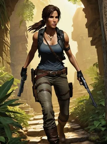 lara,isabela,mercenaria,rosita,croft,paleobotanist,uncharted,aphra,mercenary,simara,bleszinski,mandira,avara,mercenario,polyxena,dahari,cassandra,huntress,danai,female warrior,Illustration,Retro,Retro 01