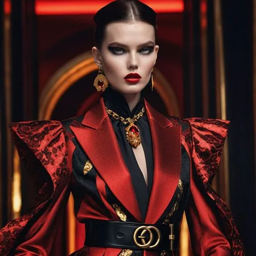 black-red gold,versace,schiaparelli,balmain,moschini,galliano,imperial coat,red coat,bvlgari,dsquared,christmas gold and red deco,luxe,matador,lanvin,roitfeld,redcoat,amidala,demarchelier,mugler,lady in red,Photography,General,Realistic