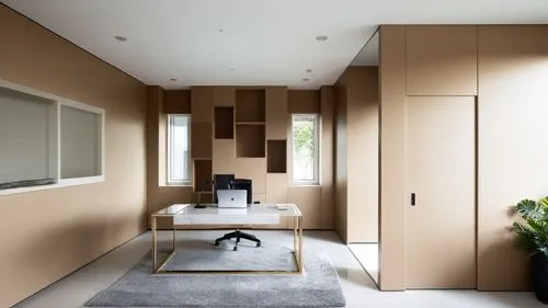 home office , ห้องทำงานที่หรูหราและเรียบง่าย , นักลงทุน , พื้นหินอ่อนสีขาว,an office with the light coming in,modern minimalist bathroom,hallway space,japanese-style room,associati,mudroom,modern room