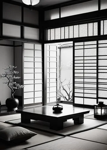 japanese-style room,ryokan,dojo,tatami,ryokans,zen garden,chanoyu,teahouse,ugetsu,tea ceremony,japanese zen garden,zazen,heian,shoin,teahouses,japanese style,rakugo,shintoism,shingen,japanese art,Photography,Black and white photography,Black and White Photography 08