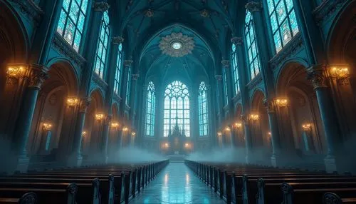 haunted cathedral,sanctuary,cathedral,gothic church,cathedrals,light rays,sunken church,ecclesiatical,ecclesiastical,ecclesiastic,sanctum,liturgy,holy place,illumination,liturgical,transept,aisle,black church,sanctums,the cathedral,Photography,General,Realistic