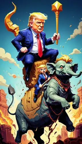 trumpeldor,trumps,presidios,megalomaniacal,trumpler,maga,potus,megalomaniac,horsemen,djo,trump,denuclearize,strumpf,elephant ride,trumpy,rino,presidental,tremendous,megalomaniacs,donalds,Conceptual Art,Fantasy,Fantasy 26