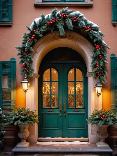 door wreath,front door,garden door,christmas wreath,doorways,entryway,portofino,exterior decoration,wreath,christmas window on brick,christmas landscape,doorway,festive decorations,entryways,christmas motif,wreathes,entranceway,holiday decorations,blue door,house entrance,Photography,Documentary Photography,Documentary Photography 05