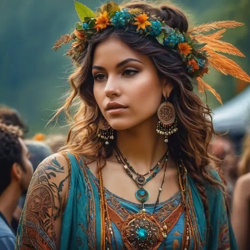 indian headdress,boho,bohemian,polynesian girl,gypsy soul,east indian,hippie,feather headdress,native american,headdress,indian woman,indian,indian girl,faerie,beautiful girl with flowers,indian girl boy,gypsy,indian festival,anahata,american indian,Conceptual Art,Fantasy,Fantasy 05