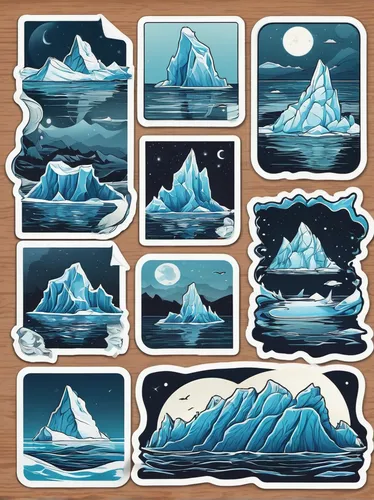 Describe the mysterious iceberg looming in the dark, chilling the surrounding water. (Eerie),icebergs,snowy peaks,iceberg,snow mountains,glaciers,ice floes,glacier,ice landscape,moutains,ice floe,sail