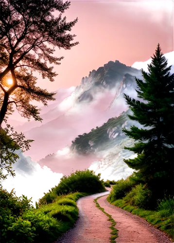 hiking path,landscape background,the mystical path,mountain road,mountain landscape,appalachian trail,mountain scene,alpine landscape,nature background,fantasy landscape,mountainous landscape,the road to the sea,winding road,pathway,nature landscape,alpine route,the path,foggy landscape,forest path,landscape nature,Art,Classical Oil Painting,Classical Oil Painting 22