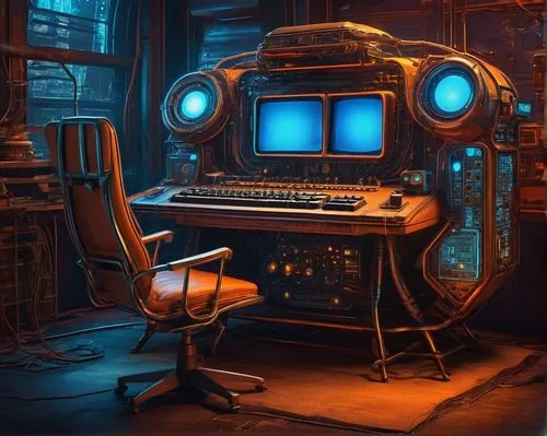 music workstation,computer room,computer workstation,computer,music chest,computer desk,cyberpunk,barebone computer,computer system,computer icon,retro music,computer art,cyclocomputer,old elektrolok,music store,music background,synthesizer,elektroboot,retro technology,desktop computer,Illustration,Realistic Fantasy,Realistic Fantasy 05