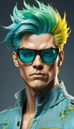 pompadour,ken,3d man,tangelo,sakana,punk,male elf,electro,mini e,trunks,green skin,caesar cut,life stage icon,cyber glasses,male character,stylish boy,genuine turquoise,punk design,rainmaker,pubg mascot,Photography,Artistic Photography,Artistic Photography 05