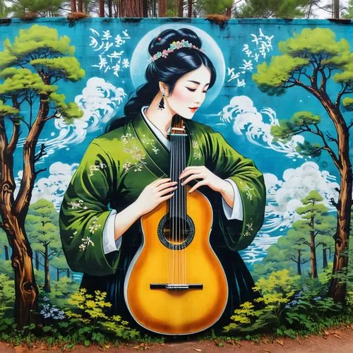 saraswati,guqin,jinhae,flamenca,painted guitar,chuseok,Conceptual Art,Graffiti Art,Graffiti Art 07