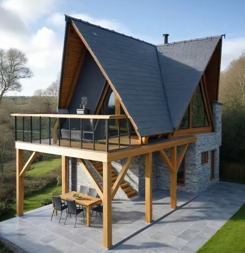 passivhaus,timber house,folding roof,frame house,gable field,inverted cottage,grass roof,sketchup,dog house frame,pavillon,house roof,deckhouse,wooden house,summer house,summerhouse,danish house,revit,cubic house,slate roof,annexe,Illustration,Retro,Retro 20