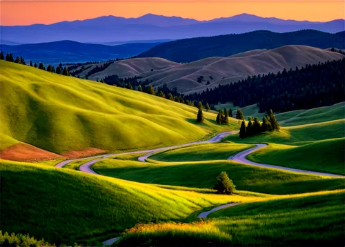 palouse,rolling hills,salt meadow landscape,alpine landscape,hills,toscane,landscape background,rural landscape,mountainous landscape,mountain landscape,tuscany,winding road,mountain road,toscana,winding roads,landscape,mountain highway,castelluccio,mountain scene,green landscape,Art,Classical Oil Painting,Classical Oil Painting 41