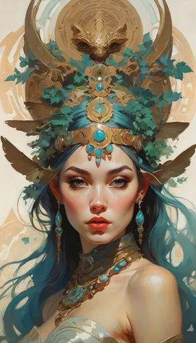 young woman druid, in the style of fantasy, yanjun cheng, krenz cushart, Frank Frazetta, ultra detailed illustration, tristan eaton, becky cloonan, serge marshennikov, spare and elegant brushwork, bon