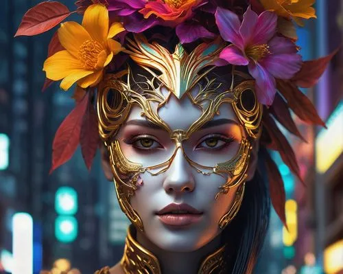 masquerade,venetian mask,golden mask,fantasy portrait,gold mask,elven flower,majevica,inara,fantasy art,mascarade,baoshun,oshun,golden crown,golden flowers,tiger lily,geisha,masquerading,amidala,golden wreath,flora,Photography,Artistic Photography,Artistic Photography 08