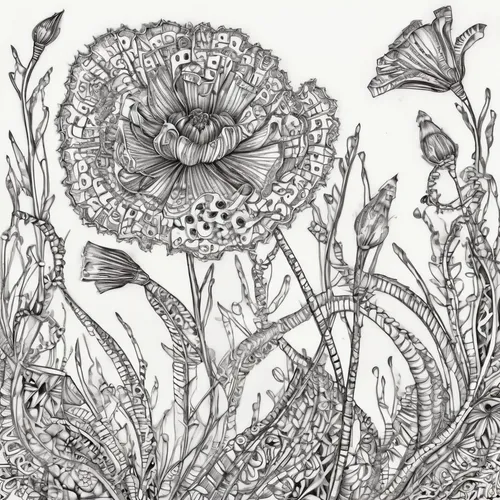 botanical line art,mandala flower drawing,flower line art,flower drawing,flower illustration,mandala flower illustration,zentangle,illustration of the flowers,botanical print,yarrow,flower illustrative,flower and bird illustration,distaff thistles,lychnis coronaria,oriental poppy,card thistle,scabious,thistles,perennial sowthistle,sow thistles,Illustration,Black and White,Black and White 11