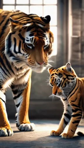 two large tigers standing next to each other,tigers,stigers,tigert,tygers,tigerish,megafight