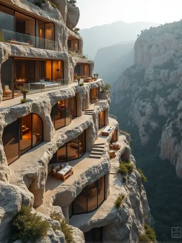 tigers nest,mountain settlement,fallingwater,house in mountains,house in the mountains,balconies