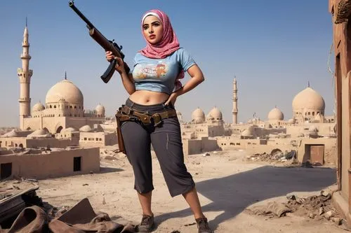 girl with gun,woman holding gun,hijaber,girl with a gun,hijabs,alawites,hijab,bulletgirl,orientalism,barsoom,femen,arabian,muslim woman,girl in a historic way,rem in arabian nights,orientalist,infidel,nutibara,muawiya,orientalists,Illustration,Retro,Retro 09