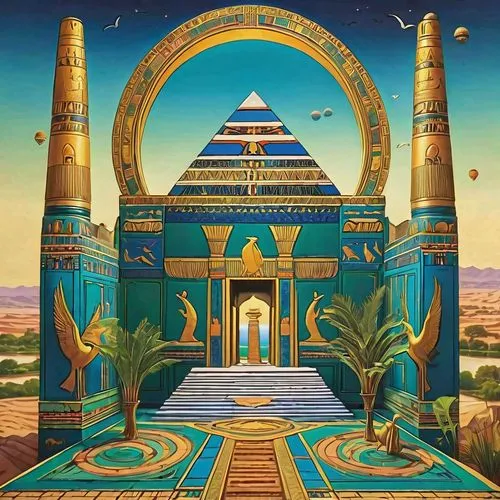 klarwein,kemet,pyramids,powerslave,pharaonic,temples,egyptian temple,nile,zoroastrianism,egytian,freemasonry,karakas,wadjet,ancient egypt,ennead,freemasons,citadels,rosicrucianism,scythopolis,egyptienne,Art,Artistic Painting,Artistic Painting 48