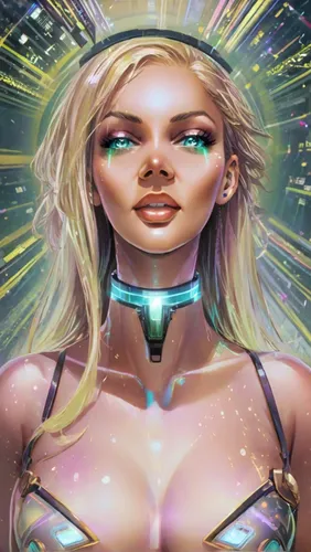 cyberspace,symetra,cyborg,sci fiction illustration,valerian,nova,andromeda,aura,luminous,cyber,android inspired,star mother,diamond background,futuristic,ai,digiart,chrystal,goddess of justice,cybernetics,cg artwork