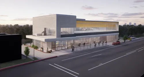 performing arts center,new building,3d rendering,new city hall,sports center for the elderly,movie theater,music conservatory,modern building,school design,palo alto,commercial building,new housing de