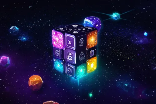 Explore the vast universe with a cosmic dice in your sci-fi game.,magic cube,cube background,column of dice,cubes,game dice,ball cube,cubes games,rubics cube,vinyl dice,game illustration,dice for game