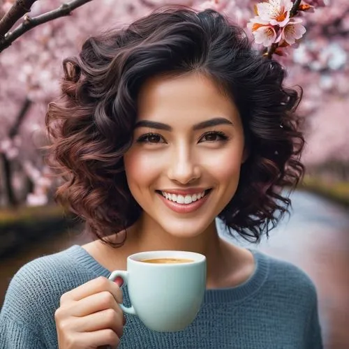 woman drinking coffee,floral with cappuccino,cappuccino,beautiful girl with flowers,coffee background,japanese tea,blooming tea,flower tea,café au lait,espressino,magnolias,barista,tea zen,a cup of coffee,girl in flowers,espresso,caffè americano,flower background,magnolia blossom,japanese woman,Photography,Fashion Photography,Fashion Photography 06