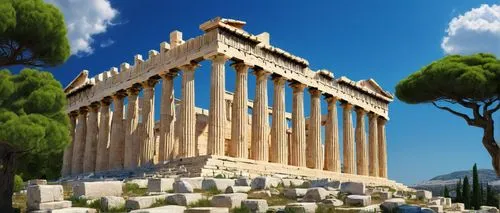 greek temple,acropolis,temple of diana,roman temple,akropolis,temple of hercules,herakleion,erechtheion,the parthenon,baalbek,panathenaic,messene,temple of poseidon,parthenon,caesonia,delphi,erechtheus,artemis temple,capitolium,segesta,Art,Classical Oil Painting,Classical Oil Painting 32