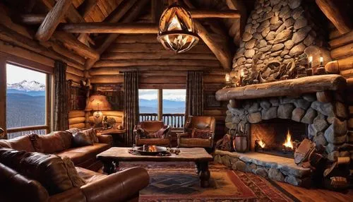 the cabin in the mountains,log cabin,cabin,log home,fire place,fireplace,coziness,small cabin,warm and cozy,house in the mountains,chalet,coziest,house in mountains,livingroom,fireplaces,beautiful home,lodge,log fire,cozier,living room,Illustration,Japanese style,Japanese Style 05