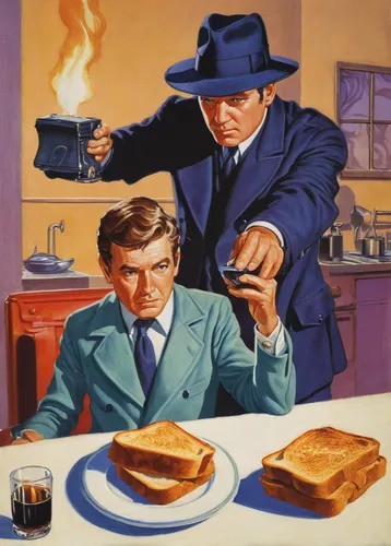 The detective examined the double toasted bread for clues, hoping it would lead to the perpetrator.,pandesal,milk toast,grilled cheese,american breakfast,breakfast on board of the iron,clue and white,