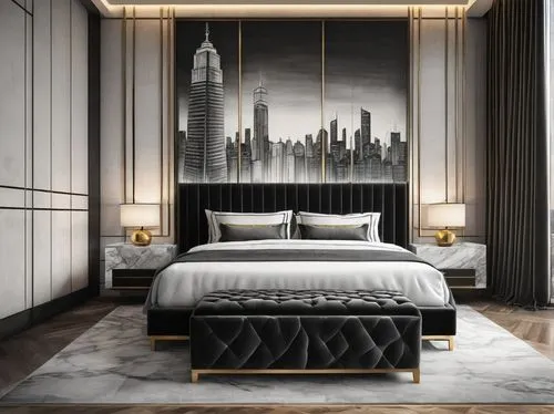 modern decor,dubia,contemporary decor,modern room,damac,wallcoverings,tallest hotel dubai,penthouses,sleeping room,largest hotel in dubai,wallpaper dubai,emaar,art deco,great room,interior decoration,chambre,minotti,dubay,interior design,3d rendering,Illustration,Black and White,Black and White 30