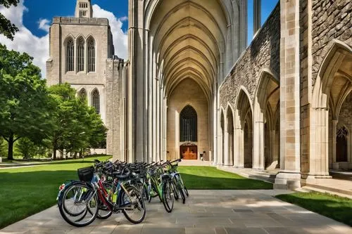 collegiate basilica,parked bikes,yale university,villanova,mdiv,bicyclists,bicycles,tulane,mercersburg,yale,pcusa,hesburgh,notre dame,bicycle ride,sewanee,bikeshare,bike tandem,slu,bike city,biking,Illustration,Realistic Fantasy,Realistic Fantasy 09