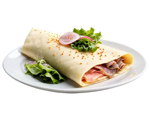 sandwich wrap,piadina,spring roll,ham salad,saladitos,paratha roll,ham pancakes,crêpe,breakfast roll,peking duck,burrito,lefse,ham and cheese sandwich,popiah,mortadella,rice noodle roll,north vietnamese spring rolls,spring rolls,lumpia,vietnamese cuisine,Photography,General,Realistic