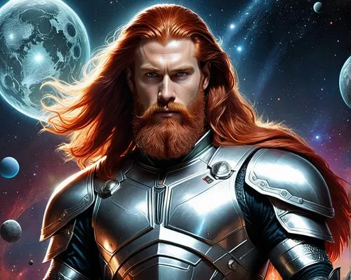 Thor, un explorador pleyadiano ((((él es alto, imponente, tiene la cabellera larga y lisa, de color rojiza, al igual que su barba, viste un traje espacial alienígena de color plata, similar a una arma