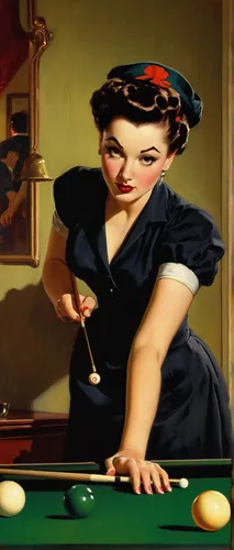 english billiards,billiards,pool player,bar billiards,billiard,billiard ball,billiard table,nine-ball,pocket billiards,eight-ball,blackball (pool),billiard room,carom billiards,cue stick,woman playing,snooker,vintage art,vintage women,retro women,recreation room,Illustration,Retro,Retro 10